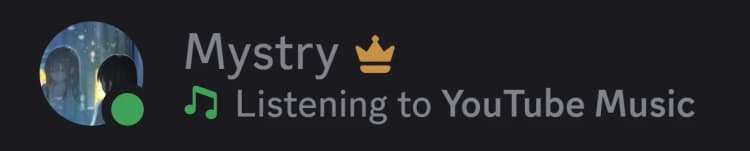 User listening to YouTube Music on Discord Profile